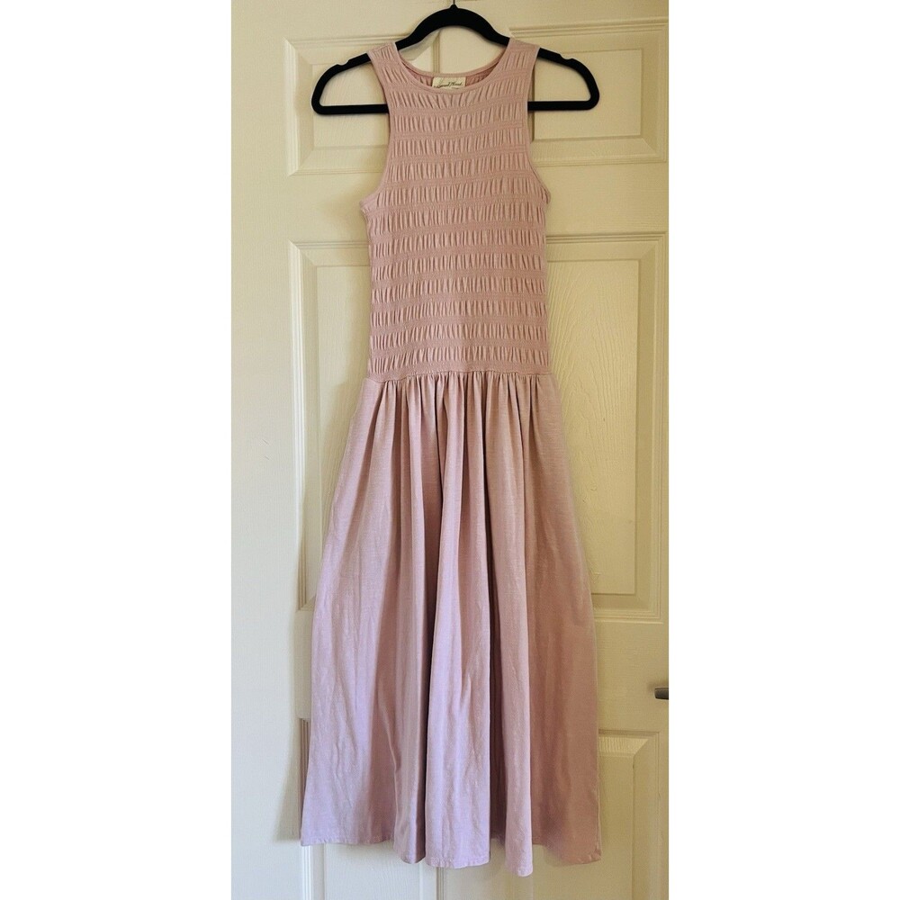 Universal Thread Dress XS Pink Smocked Knit Sleeveless Maxi Boho Cottagecore
